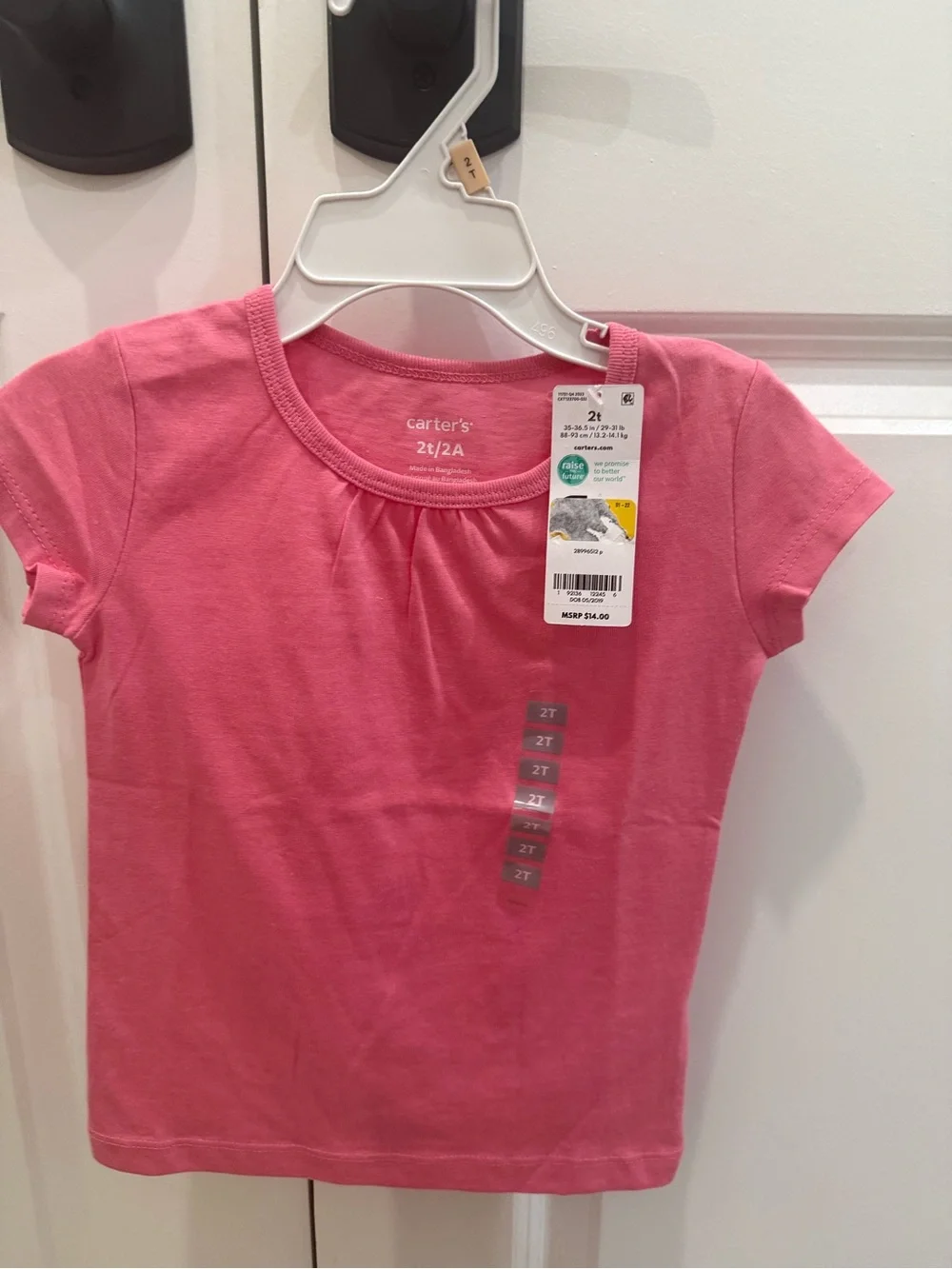 NWT Carter’s Toddler Girls' Pink Short Sleeve Tee - 2T
